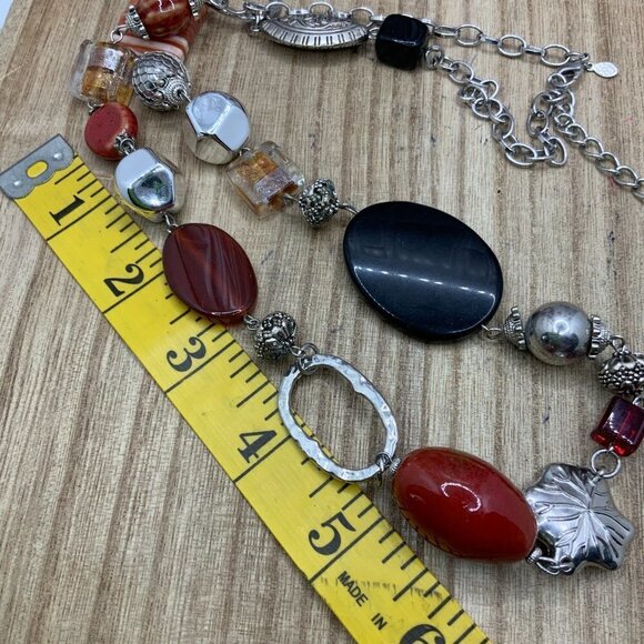 Premier Designs "Ignite" Multi Colored Silver Tone Necklace - Picture 2 of 6